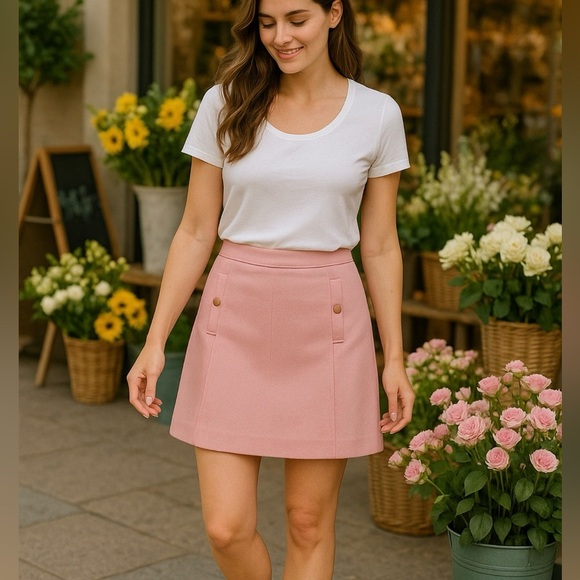 Loft Soft Bubblegum Pink Textured A-line Mini Skirt - Picture 1 of 16